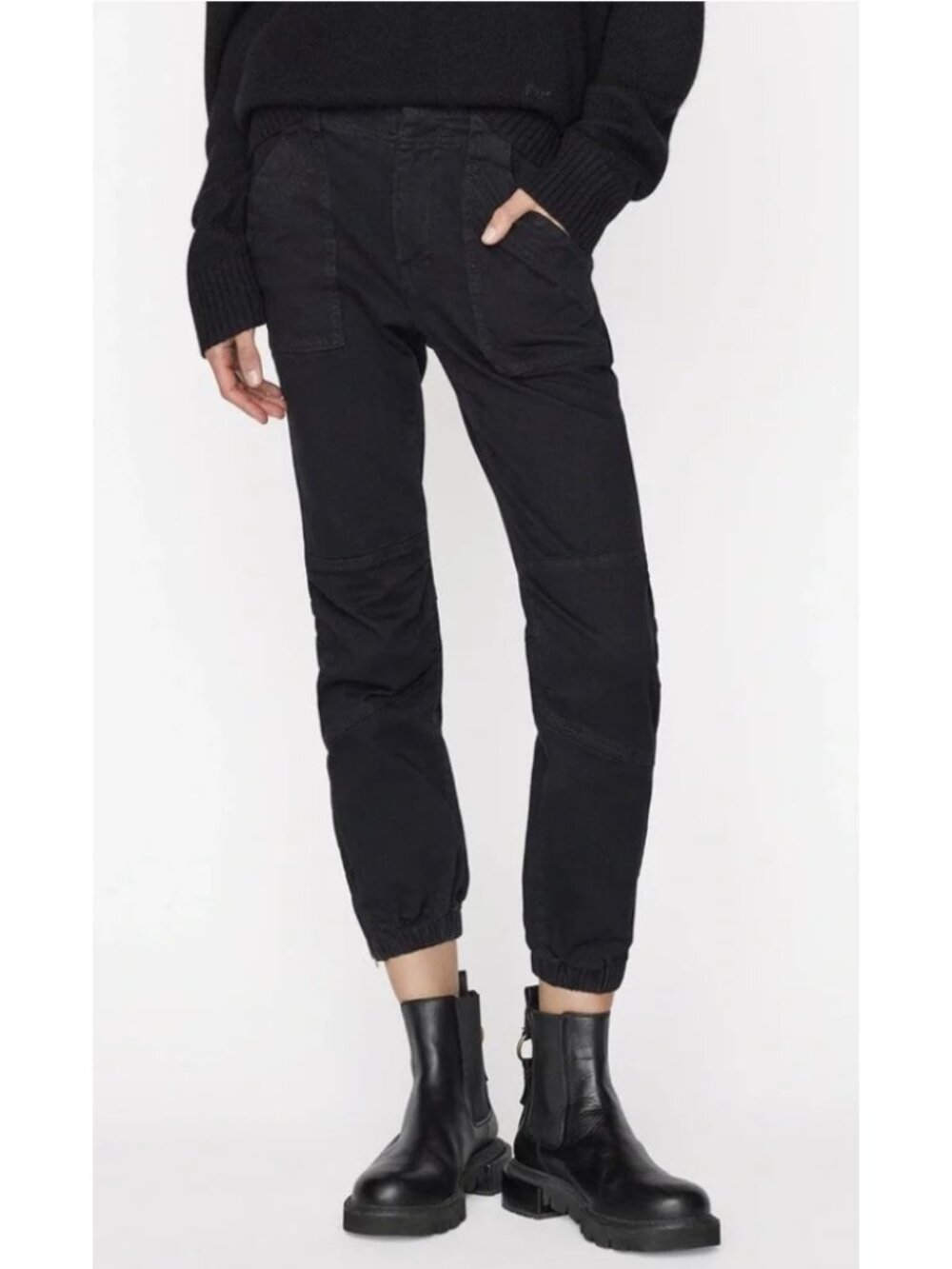 FRAME Trapunto Moto Utility Pants Black 27 Baddie Grunge Goth Minimalist Cargo